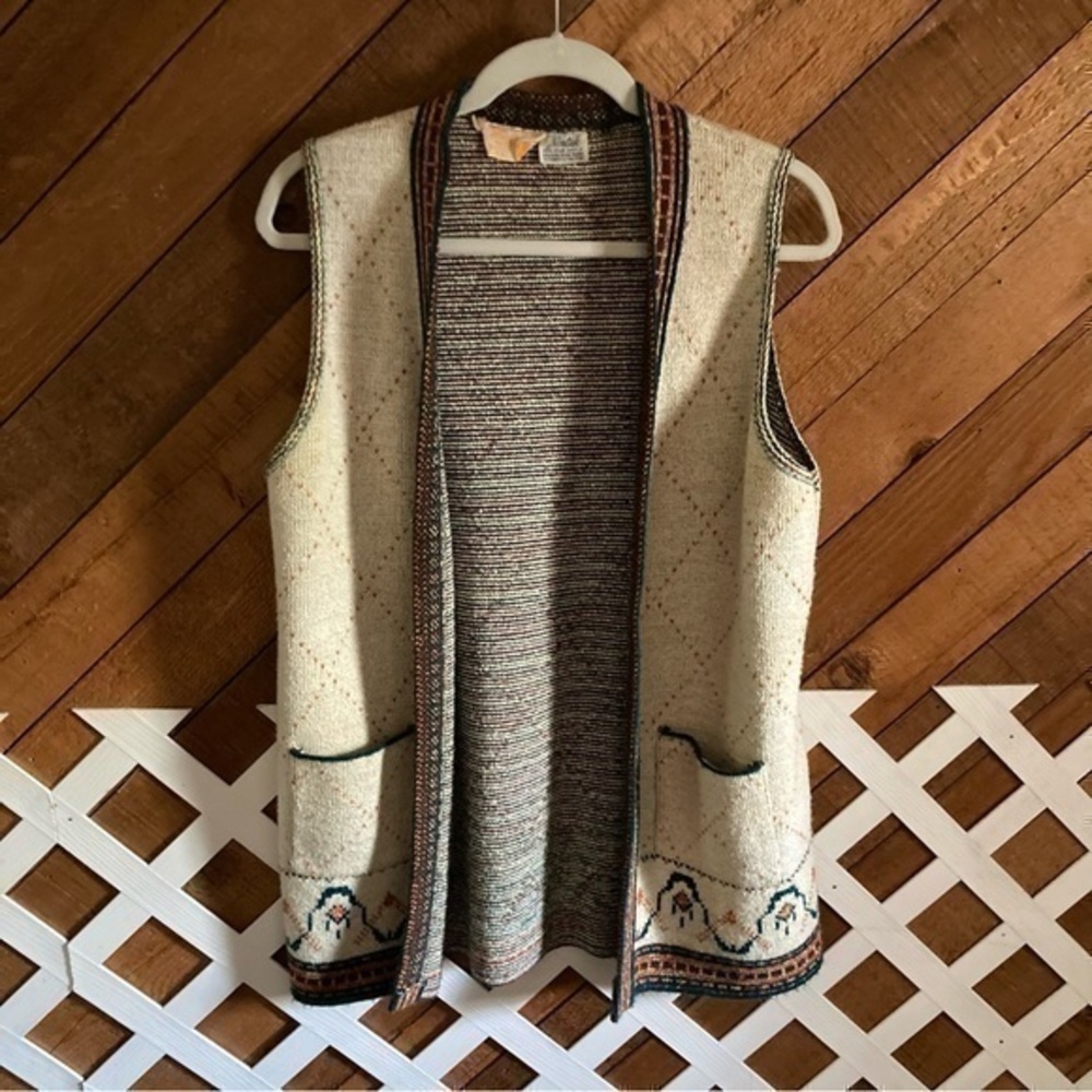 Vintage 70s Sabra open cardigan vest